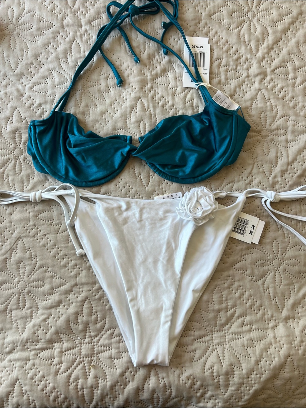 l*space White Floral Accent Bikini Bottoms